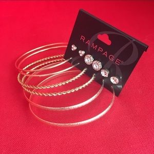 ☘️5 for $25☘️ Rampage Super 6 Pk Golden Crystals Earrings Set